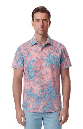 Lords of Harlech Mono Floral Mens Printed Button Up Shirt in Mono Floral Coral at Nordstrom, Size Xx-Large