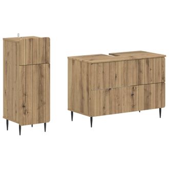 vidaXL Juego De Gabinete De Ba&ntilde;o De 2 Piezas Zwolle Roble Artisan Vidaxl