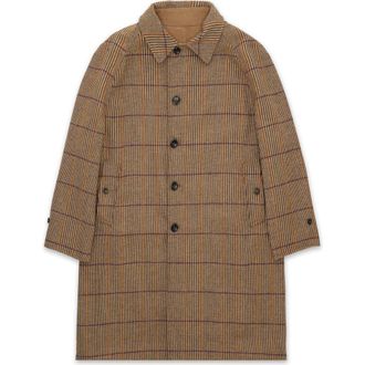 Fortela Stanford Check Wool Double-Faced Single-Breasted Coat in Beige at Nordstrom, Size 46 Eu