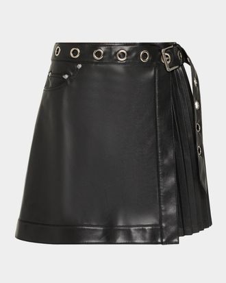 Cinq &agrave; Sept Vegan Leather Wrap Mini Skirt