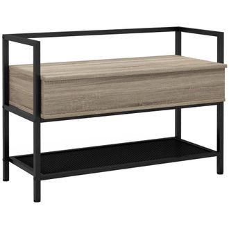 HOMCOM Banco zapatero 84x39.5x61 cm roble