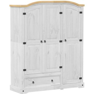 vidaXL Wardrobe Corona White 151.5x52x186 cm Solid Wood Pine vidaXL