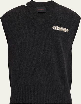 Simone Rocha Mens Embellished Merino Seam Bite Vest