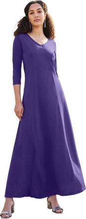 Jessica London Double-V Maxi Dress in Midnight Violet at Nordstrom, Size 30