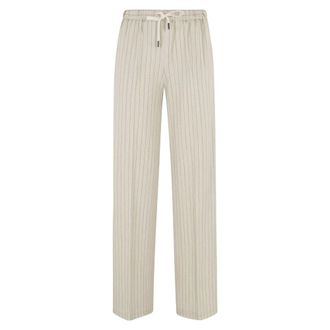 Circolo 1901 Wide Trousers, female, White, Size: 2XS Pinstripe Trousers