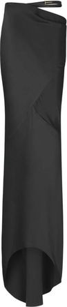 Tom Ford Rokken, Dames, Zwart, S, Leer, Silk Satin Lange Bias Rok