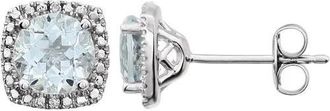 Allurez Natural Gemstone & Diamond Stud Earrings Sterling Silver in 0.77Ct/aquamarine at Nordstrom