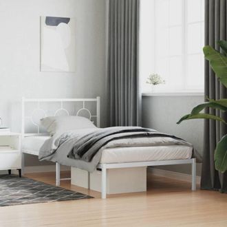 vidaXL Giroletto con Testiera Metallo Bianco 100x190 cm - Vidaxl