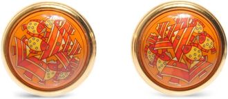 Herm&egrave;s 1990-2000s enamel fish motif clip-on earrings - Goud