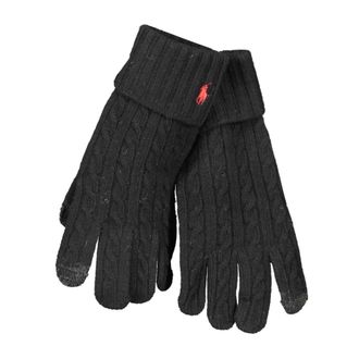 Ralph Lauren Accessoires, Heren, Zwart, ONE Size, Zwarte Heren Geborduurde Logo Handschoenen