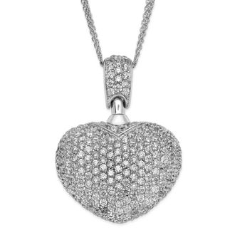 Diamond2Deal Sterling Silver Rhod Plated Cubic Zirconia Heart Multi Strand Necklace 18