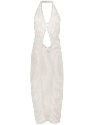 Forte_Forte Gebreide maxi haltertop - Beige
