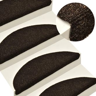 Berkfield Home Self-adhesive Stair Mats 10pcs Dark Brown 65x21x4cm Needle Punch | Size: Medium
