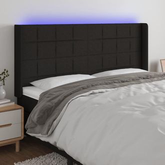 vidaXL Testiera A Led Nera 203x16x118/128 Cm In Tessuto - Vidaxl