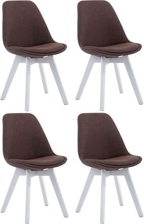 Clp Clp - Set De 4 Sillas Borneo Para Comedor En Tela Marr&oacute;n Blanco