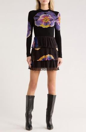 Desigual Mixed Media Long Sleeve Dress in Black at Nordstrom Rack, Size X-Large