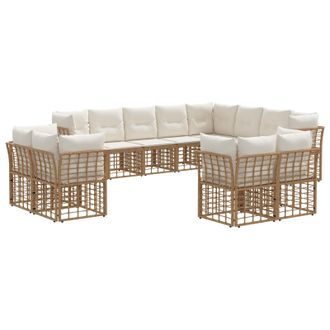vidaXL Conjunto De Sof&aacute;s De Exterior Natural Y Crema Poli&eacute;ster Vidaxl