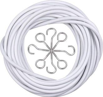 OEM Cable Para Cortinas De Acero Recubierto De Pl&aacute;stico Blanco De 10 M Con 50 Ganchos De Tornillo Y Ganchos Atornillables Para Barras De Cortina