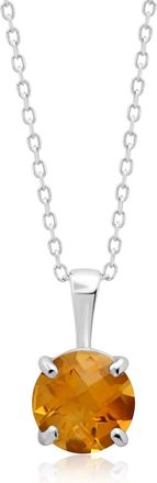 MAX + STONE 14k Yellow or White Gold 6mm Gemstone Round Pendant Necklace with 18 Inch Chain