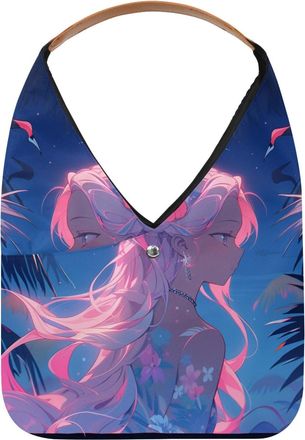 Generic Flamingo Girl Reusable Lightweight Grocery Bags - Foldable Into Compact Pouch, Washable & Sturdy, Multipurpose for Shopping and Travel