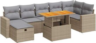 vidaXL Set Sof&aacute;s Jard&iacute;n Y Cojines 5 Pzas Rat&aacute;n Sint&eacute;tico Acacia Beige Vidaxl