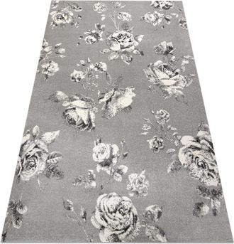 RugsX Rugsx - Alfombra Gnab 60642653 Flores Rosas Gris / Blanco Grey 120x170 Cm