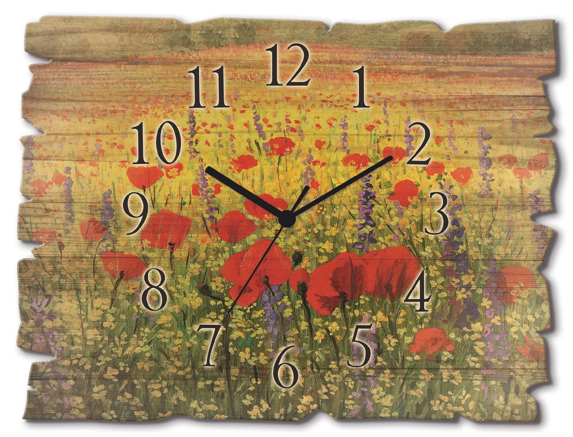 ARTLAND Lautlose Alu-Wanduhr Im Retro-Lokomotiven-Design – 30x30 Cm, Quadratisch