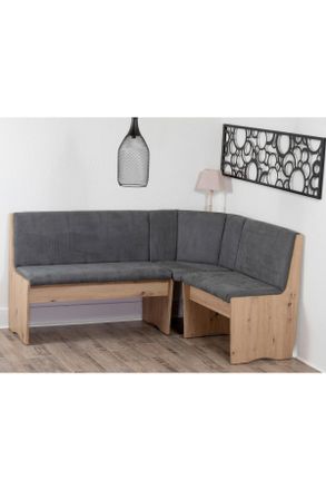 MID.YOU Mid.you Eckbank, Grau, Eiche Artisan, Textil, Holzwerkstoff, Uni, seitenverkehrt montierbar, 165x89x125 cm, Truhe im Sitz, Esszimmer, B&auml;nke, Eckb&auml;nke