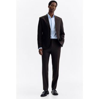 H&M Slim-fit suit pants in Dark Brown at Nordstrom, Size 32