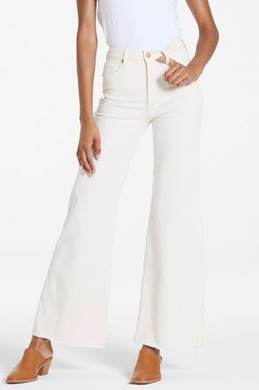 Dear John Denim Fiona High-Rise Raw Hem Wide Leg Jeans in Wheat at Nordstrom, Size 32