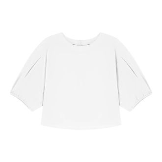 Emporio Armani Blouses, female, White, Size: 2XL Poplin Blouse with Puffed Sleeves