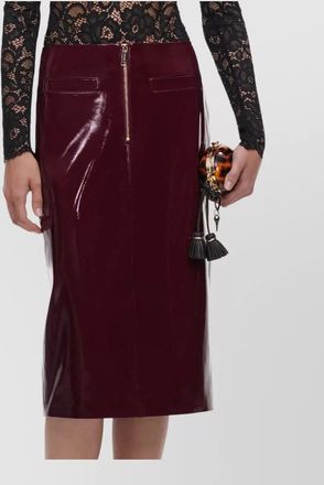 Self Portrait faux leather high-rise midi pencil skirt