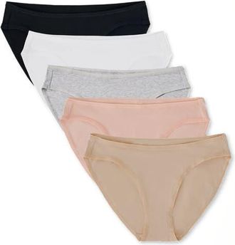 Pact Everyday Classic Fit Bikini 5-Pack in Black at Nordstrom, Size Xx-Large