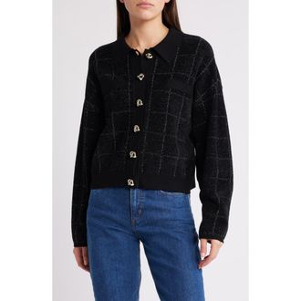 BOSS Fironia Metallic Plaid Jacket in Black Lurex Plaid at Nordstrom Rack, Size Small