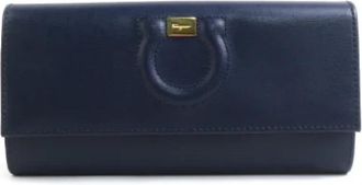 Ferragamo Pre-owned Leather Wallet - Dames - Vintage Accessoires - Blauw - ONE Size - Leer - Vintage