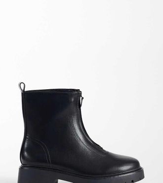 London Rebel Carolina stivaletti chunky con zip frontale neri-Nero