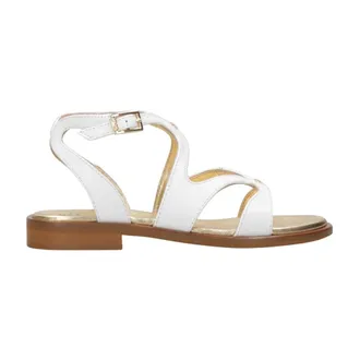 Elisabetta Franchi Schoenen, Dames, Wit, 38 EU, Leer, Platte Nappa Leren Sandalen