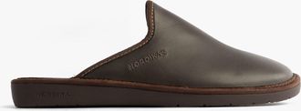 Nordikas 131 Dublin Mens Mule Slippers Moka - Brown Leather - Size UK 10.5