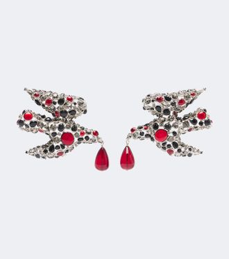 Saint Laurent Dove embellished clip-on earrings