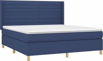 vidaXL Cama Box Spring Con Colch&oacute;n Tela Azul 180x200 Cm Vidaxl