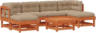 vidaXL Conjunto De Sof&aacute;s De Jard&iacute;n 7 Uds. Marr&oacute;n Cera Vidaxl