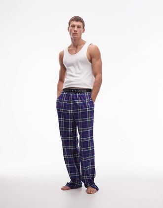 Tommy Hilfiger Pantaloni del pigiama in flanella blu a quadri