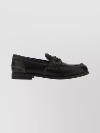 Miu Miu round toe leather loafers with rubber sole