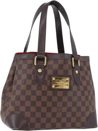 Louis Vuitton Pre-owned Damier Ebene Tote Bag - Dames - Vintage Shopper - Bruin - ONE Size - Leer - Vintage