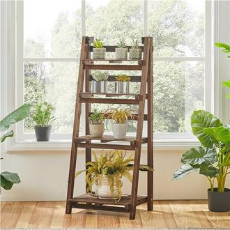 Yaheetech Yaheetech - Estanter&iacute;a De Escalera 4 Niveles Flores Plegable De Madera Plantas Macetas Multiuso 45 &times; 35,7 &times; 108 Cm