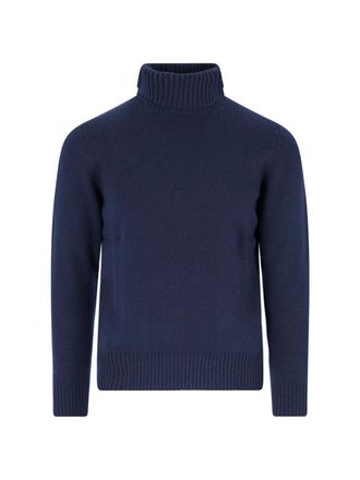 Drumohr Cashmere Turtleneck Sweater with Ribbed Details