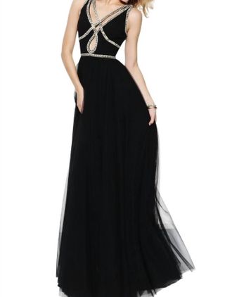 Sherri Hill Tulle A-Line Prom Dress In Black