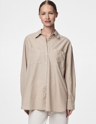 Pieces Hemdbluse PIECES PCMELIA LS LOOSE SHIRT WVN NOOS BC, Damen, Gr. XXL, crockery stripes:thin hellwei&szlig;, Web, Obermaterial: 55% Polyester, 45% Baumwolle, 