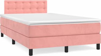 vidaXL Vidaxl - Cama Box Spring Con Colch&oacute;n Terciopelo Rosa 120x190 Cm