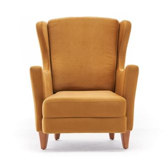 Concept Usine Sill&oacute;n orejero de terciopelo mostaza